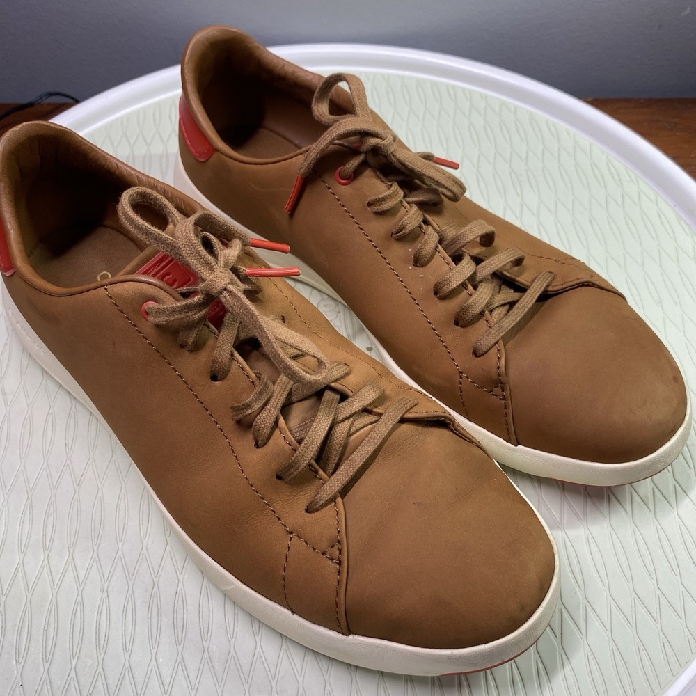 Cole Haan Mens Grand.OS Tennis Shoe Sneaker Tan Brown Leather Casual SZ.10M